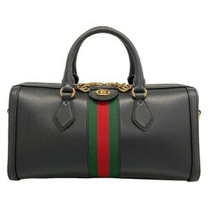 Gucci Ophidia Medium Top Handle Bag Handbag 524532 Black Green Red Leather